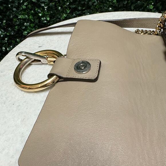 Chloe Faye Small Crossbody Leather Suede Taupe Grey - Picture 8 of 13
